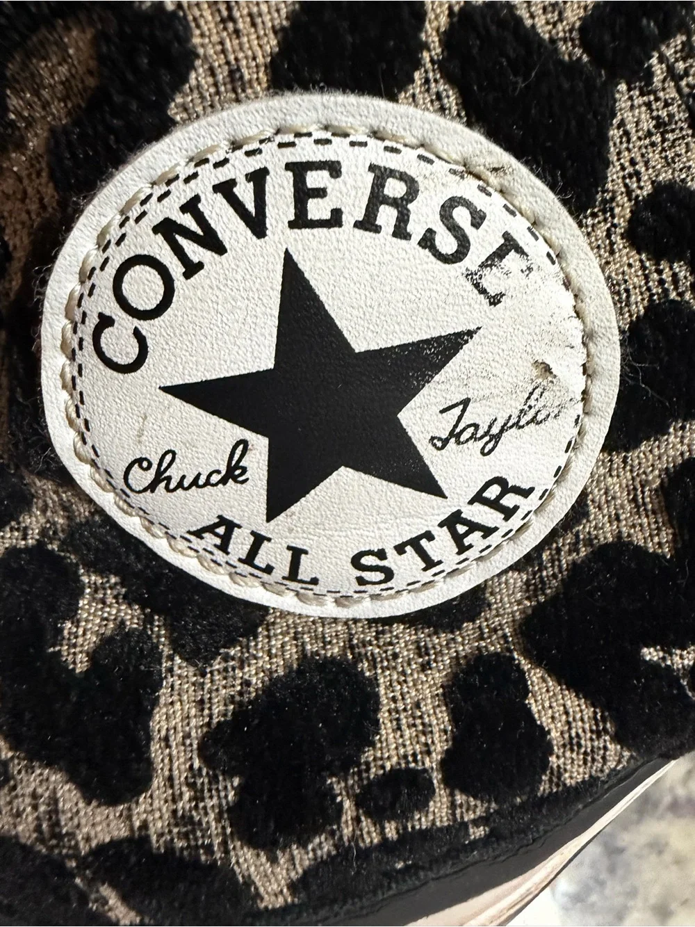 Converse Kids High-Top Sneakers in Black and White Leopard Print